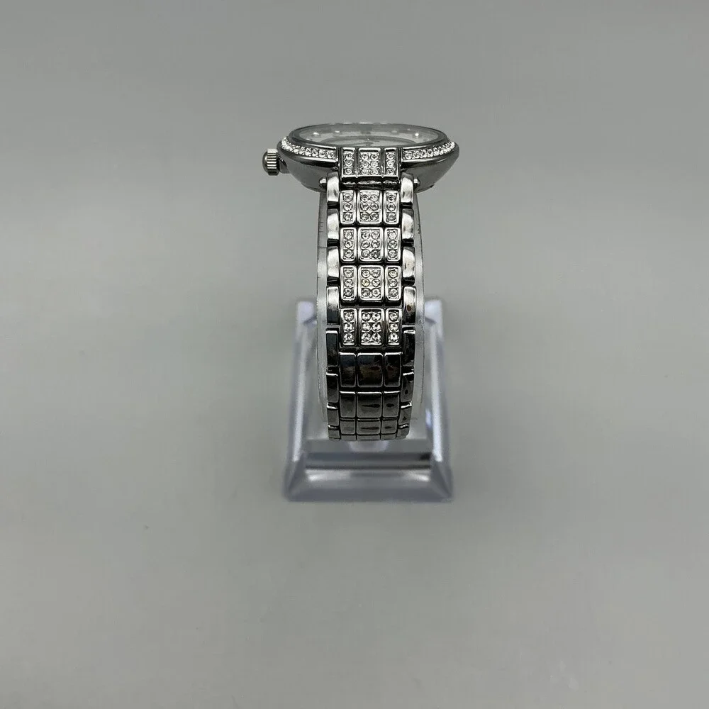 Armitron Womens Watch 28mm Silver Crystal Bracelet 75/4309SV New Battery 6.75